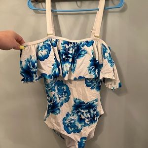 Swimsuits for All One Piece Swimsuit w. Removable Straps Floral Large 12 D/DD